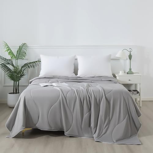 ELNIDO QUEEN Cooling Comforter for Hot Sleepers, Summer Cooling Blanket Queen Size for Night Sweats, Breathable All-Season Lightweight Blanket, (90x90 inch，Grey