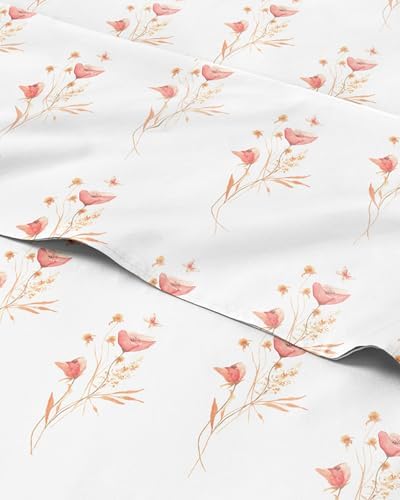 Twin 4 Piece Floral Sheet Set - Soft, Breathable & Cooling - Wildflower