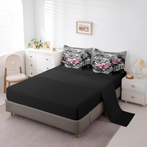 Girls Boys Racing 7 Pcs Comforter Set Full Size Bed in a Bag,Kids Race Car Bed Set Room Decor,Extreme Sports Bedding Sets with Comforter,Flat,Fitted Sheet,Pillowcases,Pillow Covers