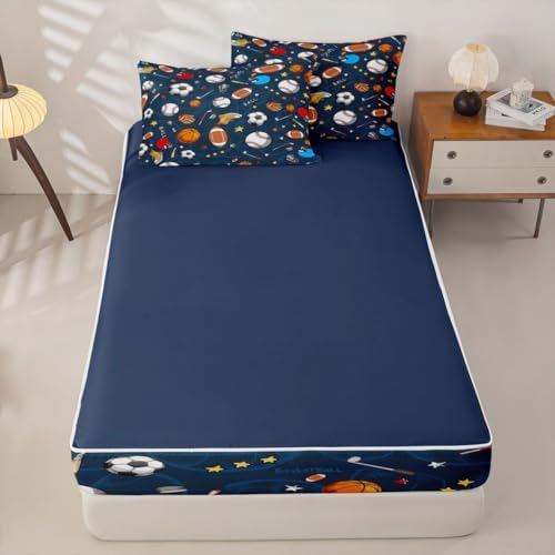 Feelyou Ball Baseball Football Comforter Set Queen Size Kids Boys Girls