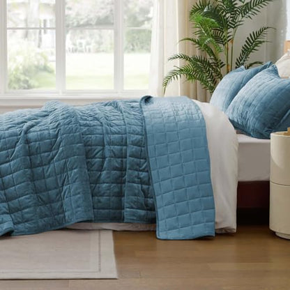 BEDELITE Velvet Quilt Set King Size, Luxury Velvet Comforter Bedding