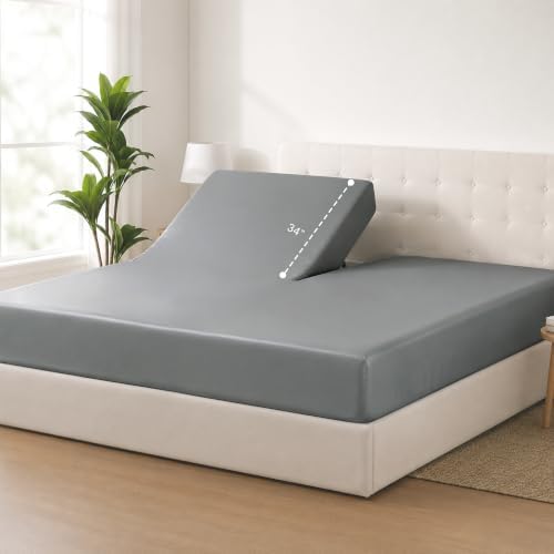 ACCURATEX Cooling Sheets Split Top King for Adjustable Bed,Grey