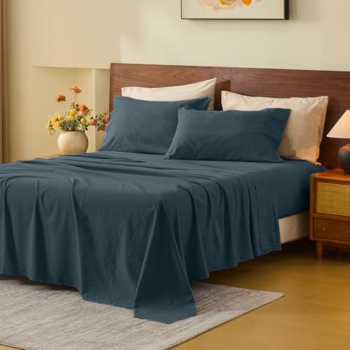 MEISHANG 100% French Linen Sheets California King,6 Pcs,18-24" Deep Pocket