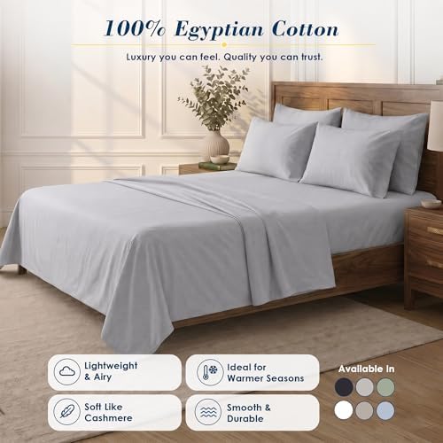 Therapedic 100% Egyptian Cotton 7 Piece Split King Sheets Set (Dove)
