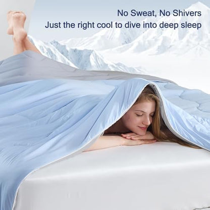 Vielit Cooling Comforter Queen Size for Hot Sleepers & Night Sweats, Luxury Lightweight Cooling Blanket, Soft Double Sided Breathable Summer Comforter,Q-Max>0.425,Machinewashable,90x90,Grey Blue
