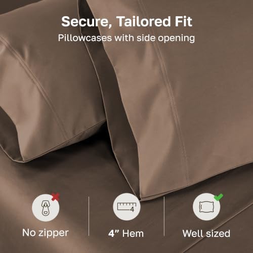 California Design Den 800 Thread Count 2-Pack King Pillow Cases, Mocha