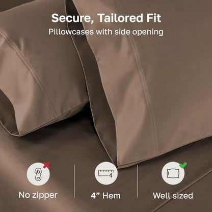 California Design Den 800 Thread Count 2-Pack King Pillow Cases, Mocha