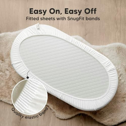 2pk Organic Baby Bassinet Sheets Boys, Girls, Fitted Sheet (Soft White)