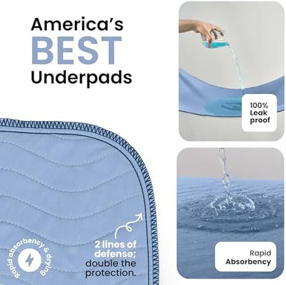 IMPROVIA® Washable Underpads, Heavy Absorbency Reusable Incontinence Pads