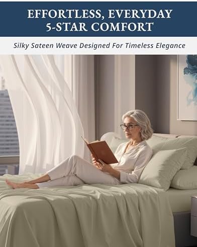 LANE LINEN Split King Sheets Sets for Adjustable Bed - Linen Swiss Dot