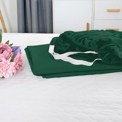 Elegant Comfort 1500 Premium Hotel Quality 18-21 Inches Deep - Extra Deep Pocket Single Fitted Sheet for High Mattress, Luxury and Softest, Smart Pocket - Wrinkle Free, Queen, Hunter Green