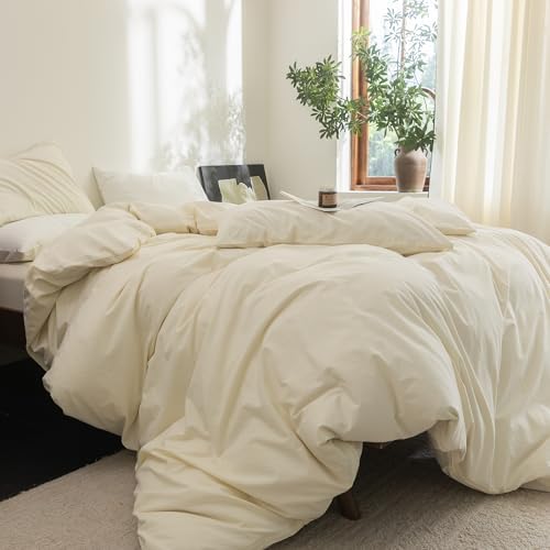 FOSSA Duvet Cover Set 100% Washed Cotton Linen Feel California King