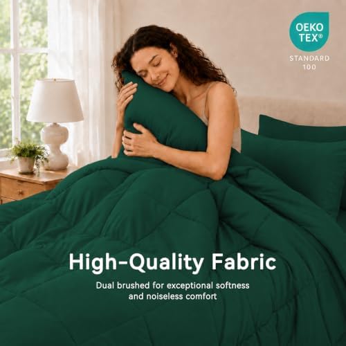 Anluoer Queen Comforter Set 7 Piece, Soft Bed in a Bag Queen Bedding Sets