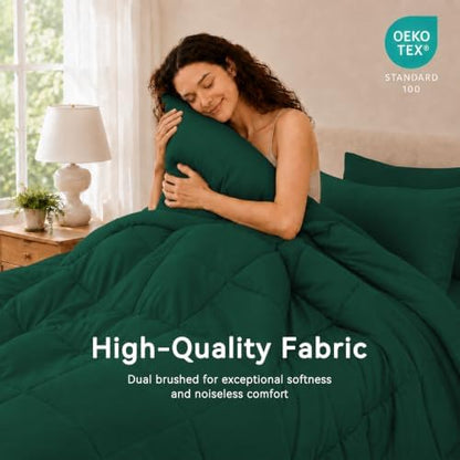 Anluoer Queen Comforter Set 7 Piece, Soft Bed in a Bag Queen Bedding Sets