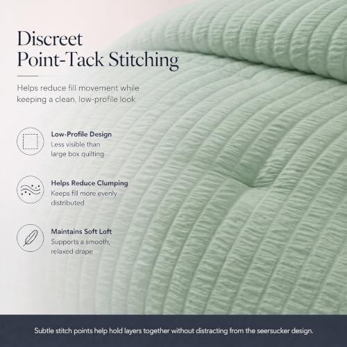 CozyLux California King Comforter Set, Sage Green Seersucker Bed in a Bag