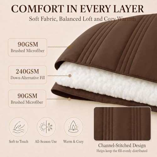 CozyLux Oversized Queen Comforter Set Brown- 7 Pieces Bed in a Bag