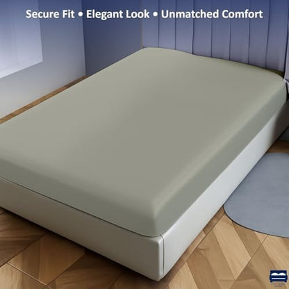 1 Piece King Size Fitted Sheet Only, 15-Inch Deep Mattress, Light Grey