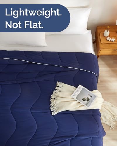 Cooling Comforter Full/Queen Size - Cooling Summer Blanket - 90x90 (Navy)