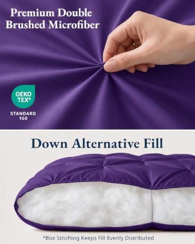 LANE LINEN 7 Piece King Comforter Set Purple Microfiber All Season