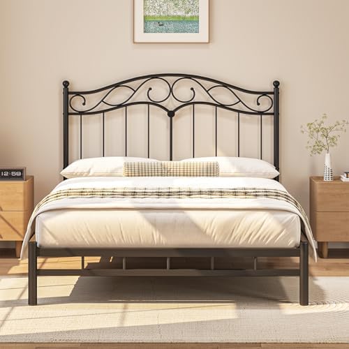 Queen Size Headboard Only, Vintage Metal Headboard for Queen Bed Black