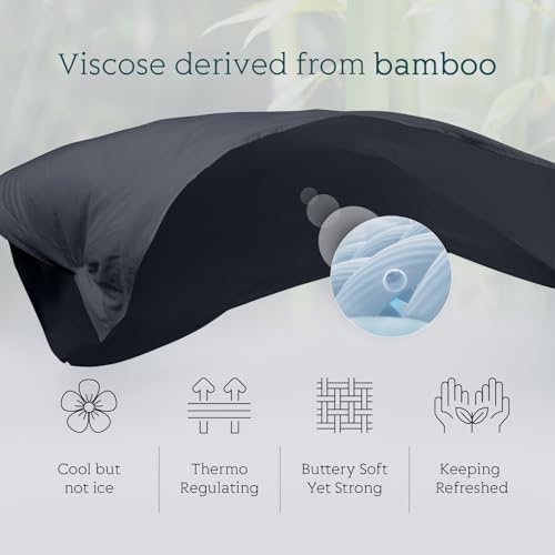 Cooling Sheets Set Full Size, Viscose Derived from Bamboo for Hot Sleepers | Deep Pocket Up to 15 Inch | Silky Soft & Breathable Bedding - 4PC (Full, Dark Grey)