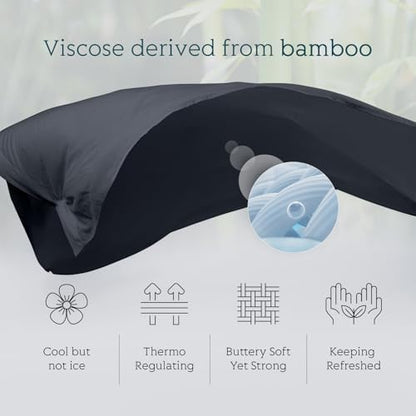 Cooling Sheets Set Full Size, Viscose Derived from Bamboo for Hot Sleepers | Deep Pocket Up to 15 Inch | Silky Soft & Breathable Bedding - 4PC (Full, Dark Grey)