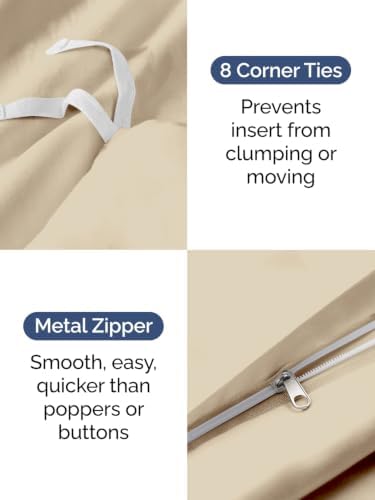 Duvet Cover Full Size - Extra Soft 3 Piece with Zipper Closure - Wheat