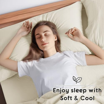 SONORO KATE 100% French Linen Queen Size Sheets Set,Extra Deep Pocket,4PC