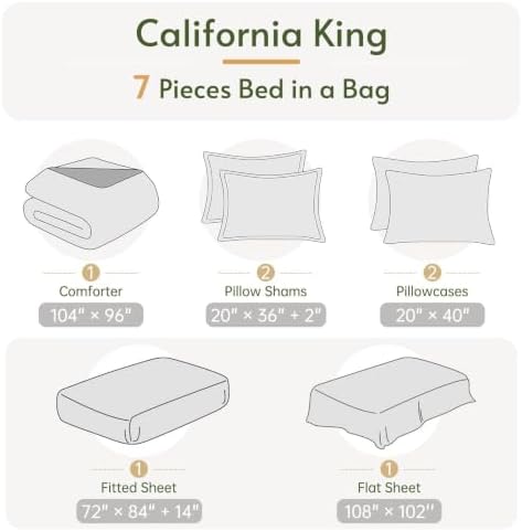 California King Comforter Set, Yellow Bed in a Bag, Bedding Set with sheets