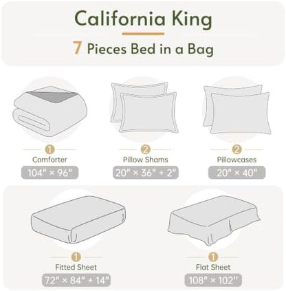 California King Comforter Set, Yellow Bed in a Bag, Bedding Set with sheets