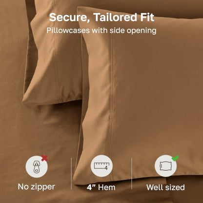 California Design Den 600 TC Set of 2 King Pillowcases, Honey Caramel