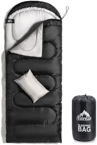 MEREZA 0 Degree Winter Sleeping Bag for Adults Kids with Pillow, Cold Weather Sleeping Bag for 4 Season Camping Hiking Backpacking Sleeping Bags for Big and Tall