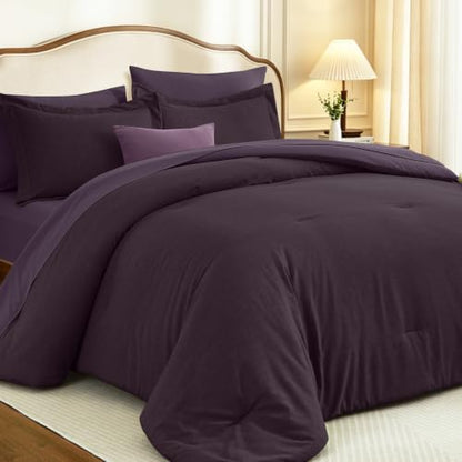 Upgraded Cationic Dyed King Comforter Set, 7-Piece Bed in a Bag