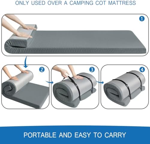 Memory Foam Camping Pad 3 Inch Thick, Soft Sleeping Pad, Pad Only