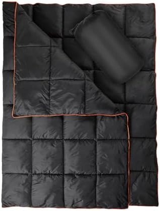 REDCAMP Alternative Down Camping Blanket, Waterproof and Warm Outdoor Travel Quilt for Camping, Hiking and Backpacking, 79"x59", Black