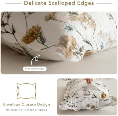 Lady Ann Vintage Wild Floral Oversized King Bedspread 120x120, 3 Pcs 100% Cotton California King Quilt Set Lightweight Farmhouse Quilted Coverlet, Ultra-Soft Bed Cover for All Season