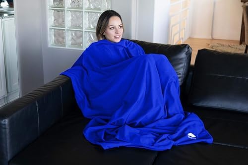 BlueHills Ultra Compact Travel Blanket Pillow Soft Airplane - Royal Blue