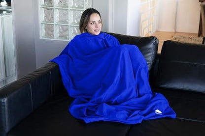 BlueHills Ultra Compact Travel Blanket Pillow Soft Airplane - Royal Blue