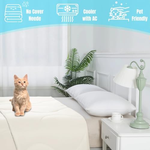 ELNIDO QUEEN Cooling Comforter for Hot Sleepers, Summer Cooling Blanket King Size for Night Sweats, Breathable All-Season Lightweight Blanket, (106x90 inch，White