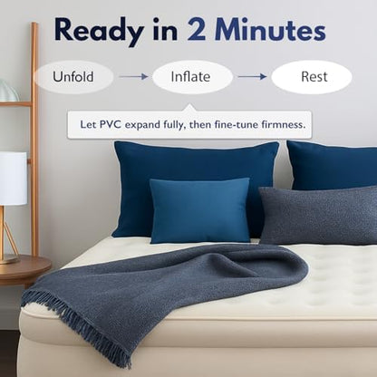 King Koil Air Mattress Full with Built-in Pump, Inflatable Blow Up Bed