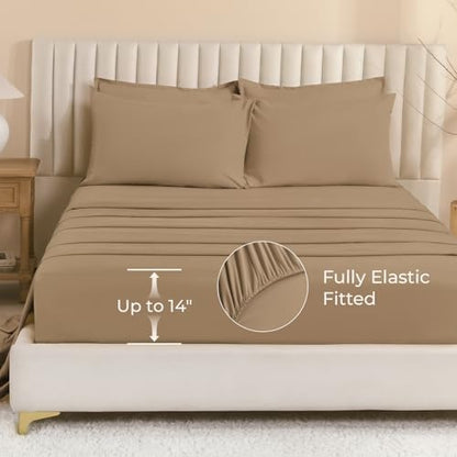 Litanika Taupe Super King Plus Comforter with Sheets - 7 Pcs Bed in a Bag