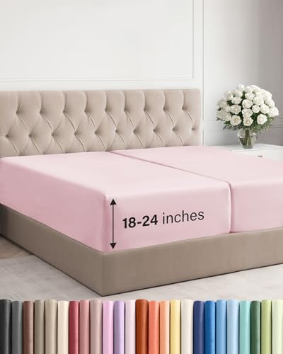 CGK Linens Extra Deep Split King Fitted Sheet Only - Lavender Pink