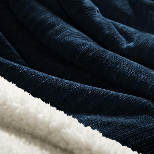 Heated Throw Blanket, 50"x60"Ultra Soft Cozy Chenille Electric Blanket with 10 Heating Levels & 2-10H Auto-Off, Fasting Heating for Couch/Bed, ETL Certified, Machine Washable(Navy)