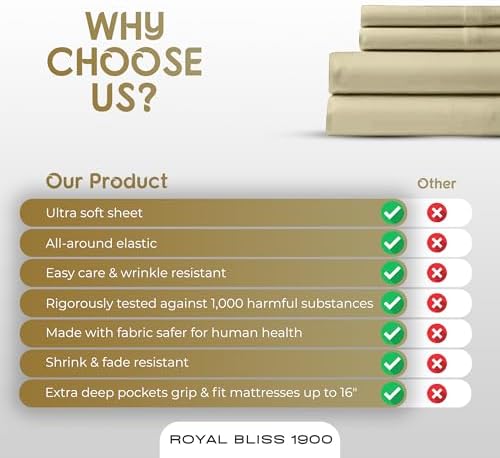Top Split King Sheets Sets for Adjustable Bed, 4 Pcs Deep Pockets Double Brushed Microfiber Sheets, 34 Inch Split Top Fitted Sheet, 1 King Flat Sheet and 2 Pillowcases (Mocha)