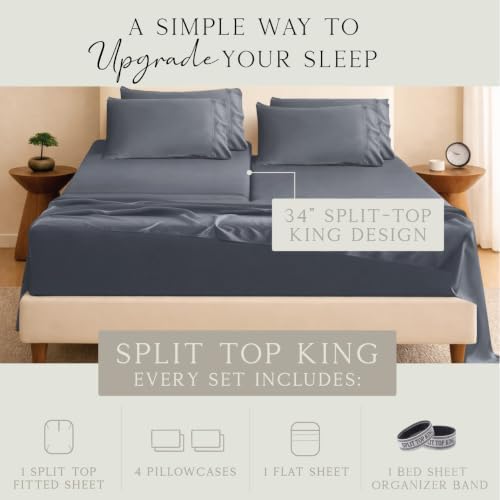 KARISSA MAE 6 Piece Luxury Bamboo Viscose 34" Split Top King Size Sheet Set