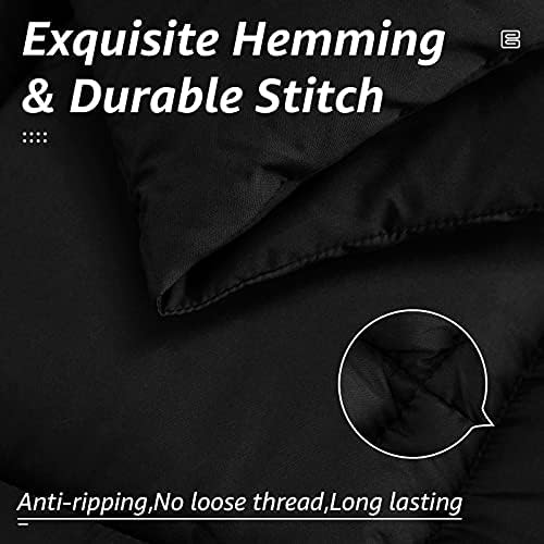 HYLEORY All Season Full Size Bed Comforter - Cooling Down Alternative Quilted Duvet Insert with Corner Tabs - Winter Warm - Machine Washable - Black