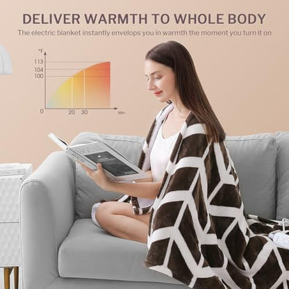 VENTIMI Heated Throw Blanket, 5 Heat Levels & 3 Hours Auto Off, Coffee