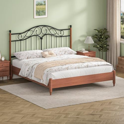Weehom King Size Headboard Only, Vintage Metal Headboard for King Bed Black