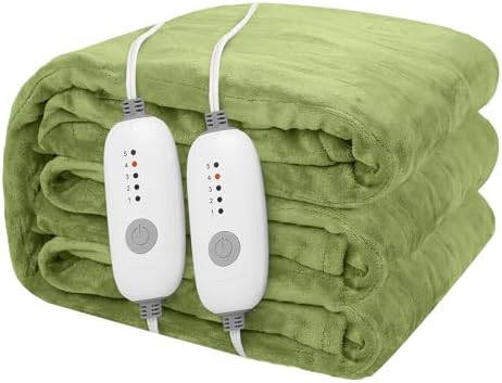 Electric Heated Blanket 84"x90" Queen Size, Light Grass Green