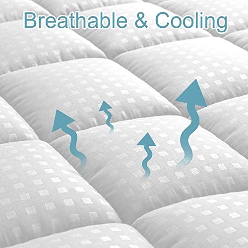 HYLEORY Full XL Mattress Pad Quilted Fitted Mattress Protector Cooling Pillow Top Mattress Cover Breathable Fluffy Soft Mattress Topper with 8-21" Deep Pocket